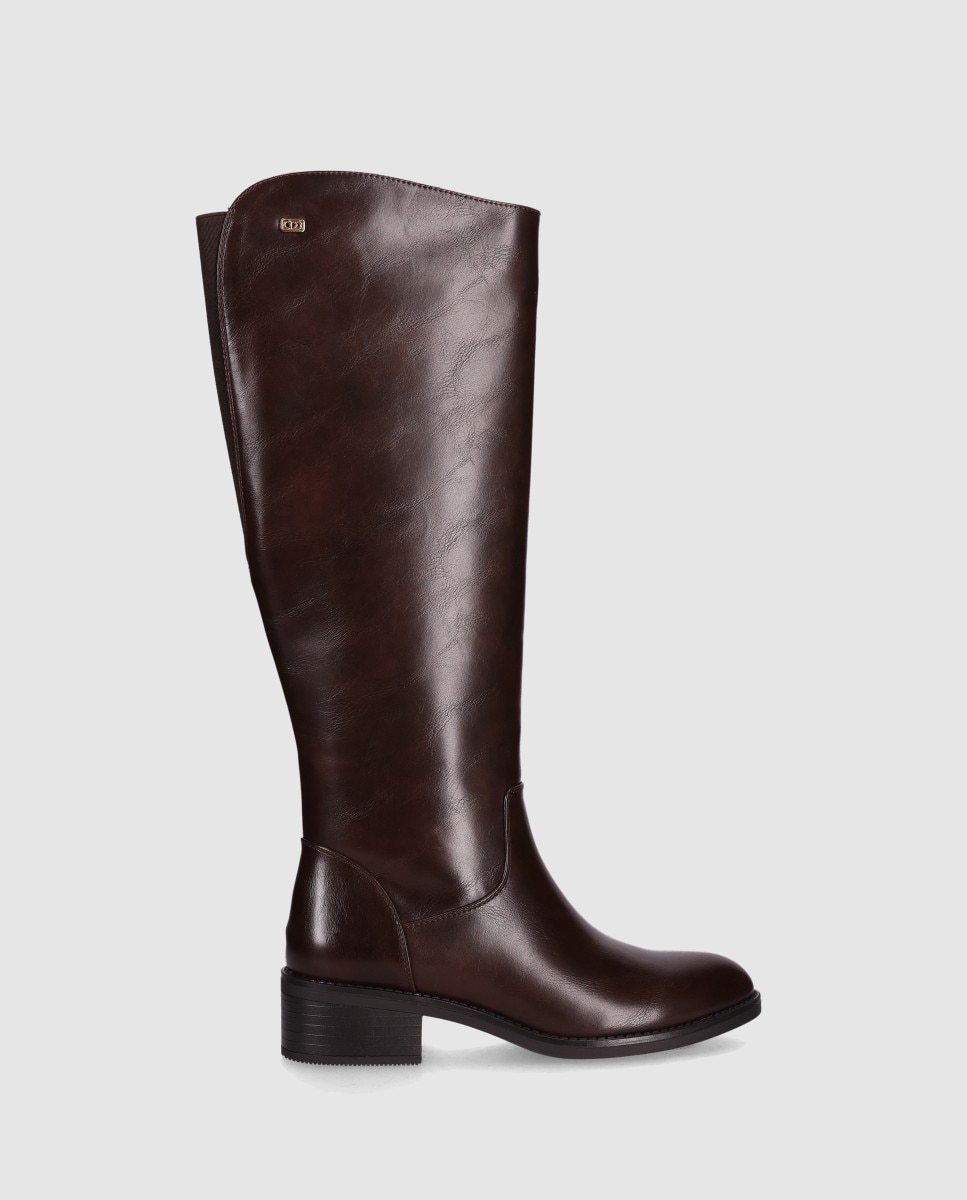 Botas Básicas de Cano Alto com Estilo Clássico e Sofisticado Castanho-1