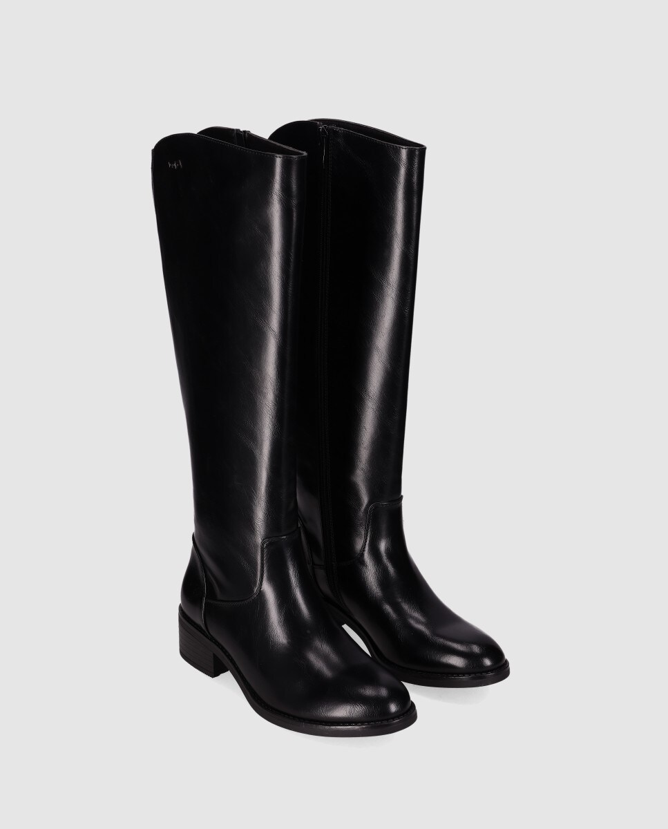 Botas com Fecho Zip e Cano Alto Preto-2