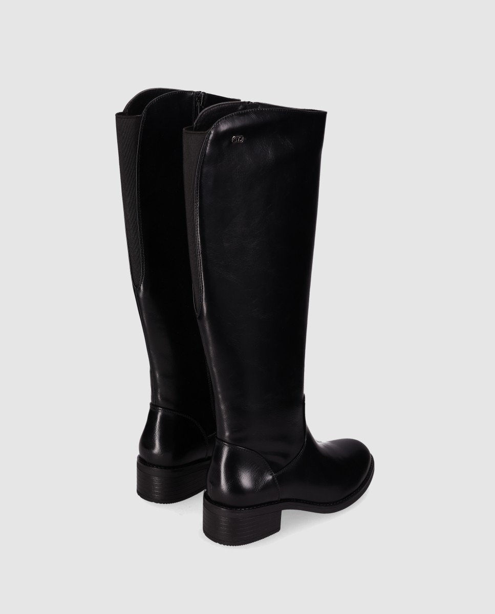 Botas com Fecho Zip e Cano Alto Preto-3
