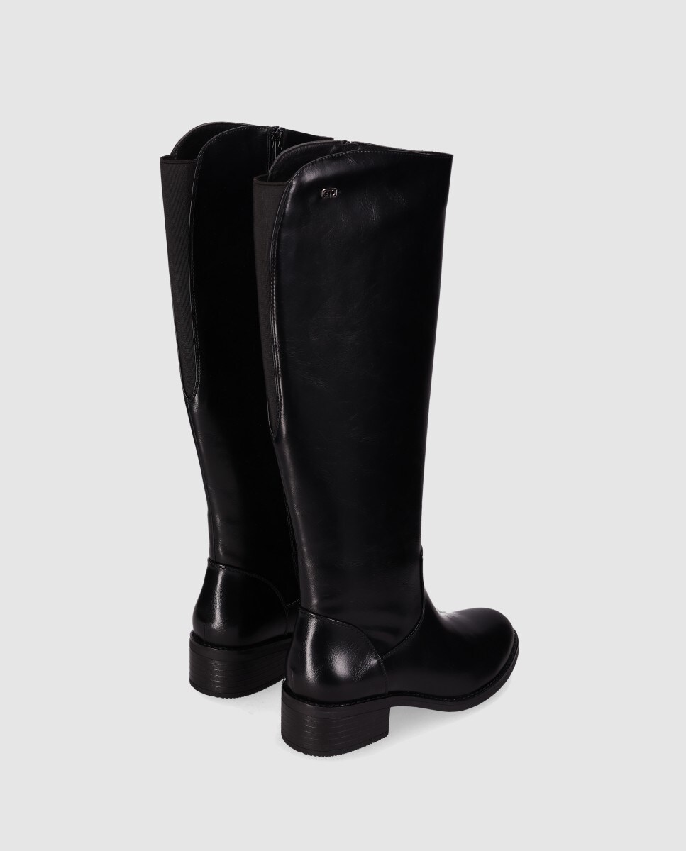 Botas com Fecho Zip e Cano Alto Preto-3