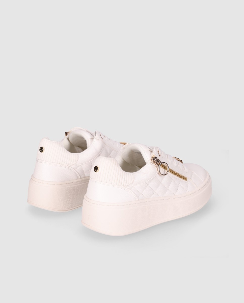 Sapatilhas Básicas Estilo Casual com Fecho Decorativo Branco-3