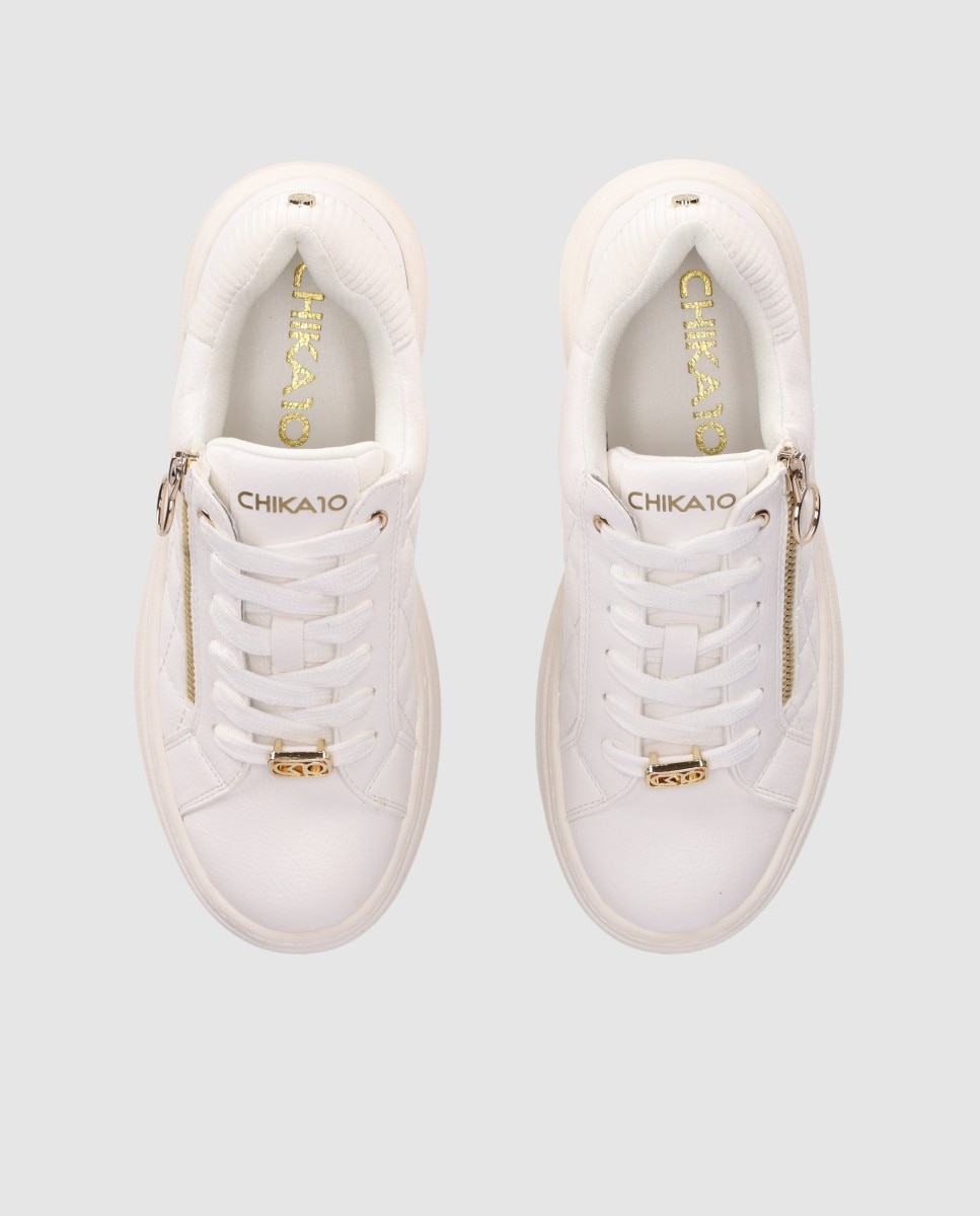 Sapatilhas Básicas Estilo Casual com Fecho Decorativo Branco-4