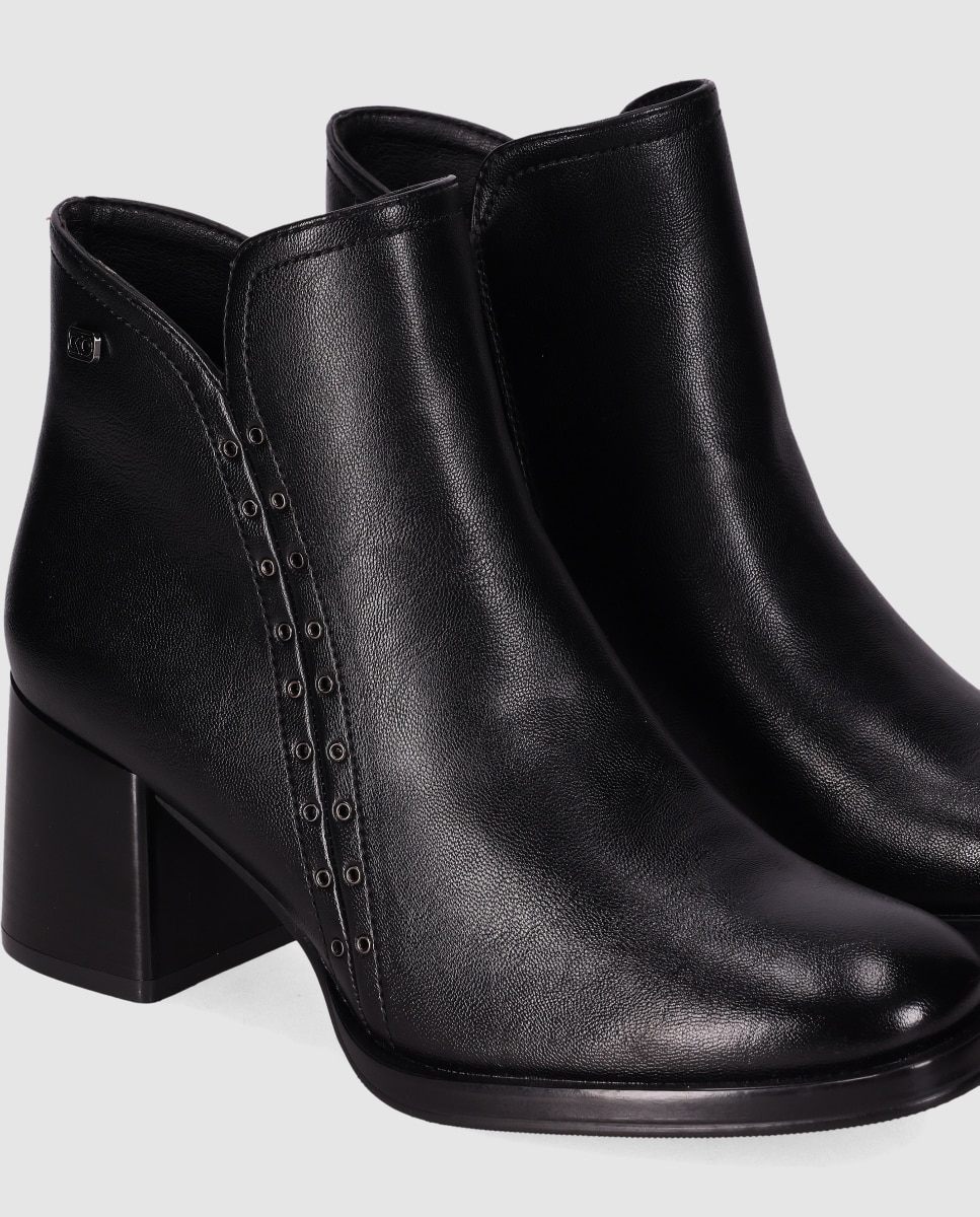 Botins Básicos com Cano Assimétrico e Estilo Elegante Preto-5