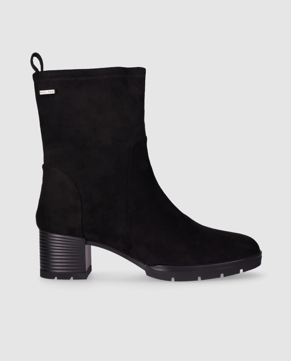 Botins Elásticos Estilo Meia com Tacão Grosso Preto-1
