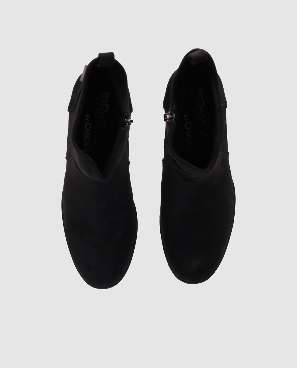 Botins Elásticos Estilo Meia com Tacão Grosso Preto-4