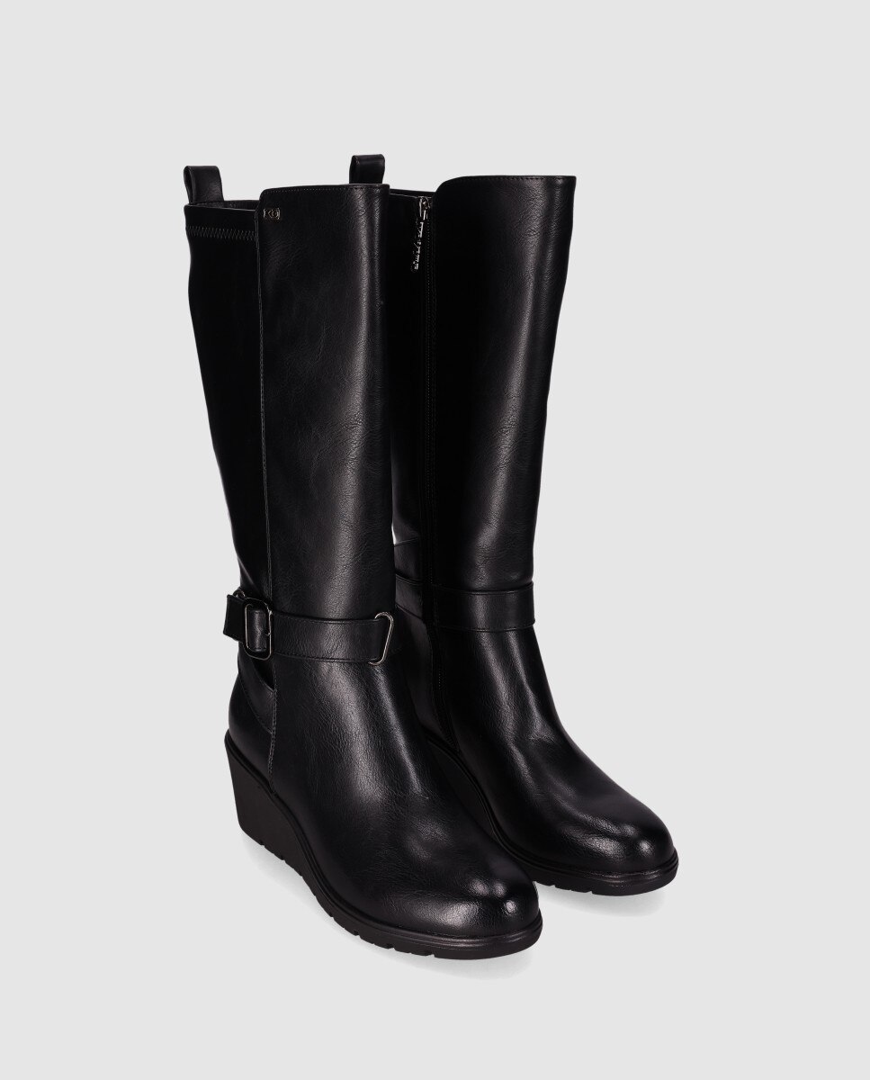 Botas Básicas com Cano Alto e Biqueira Redonda Preto-2