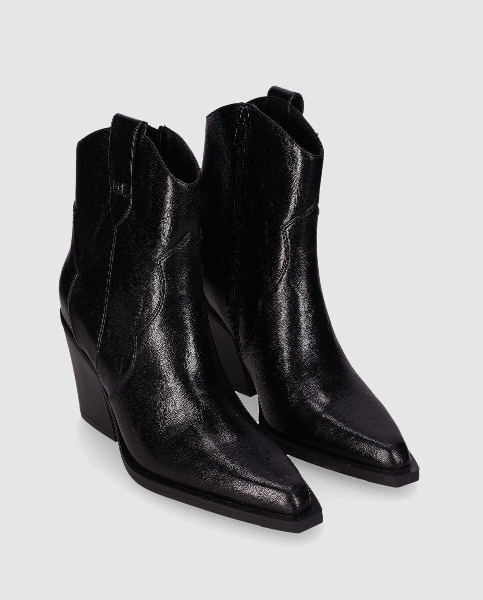 Botins de Chika10 em Preto com Fecho Zip Preto-2