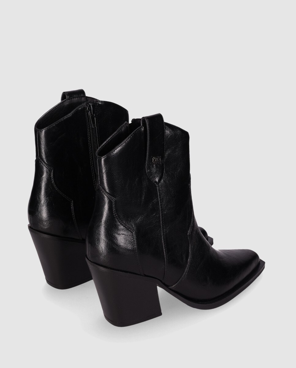 Botins de Chika10 em Preto com Fecho Zip Preto-3