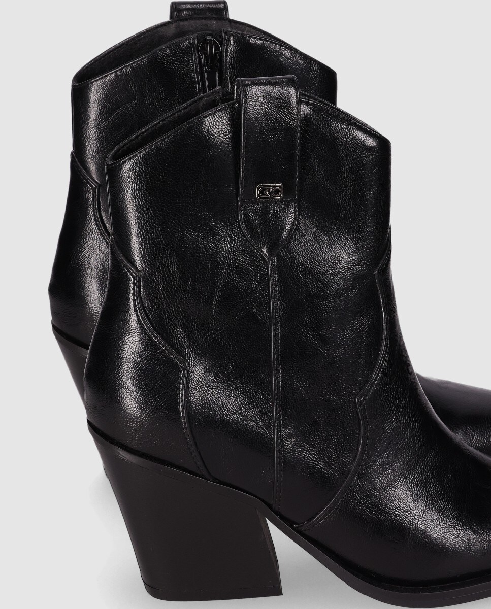 Botins de Chika10 em Preto com Fecho Zip Preto-4