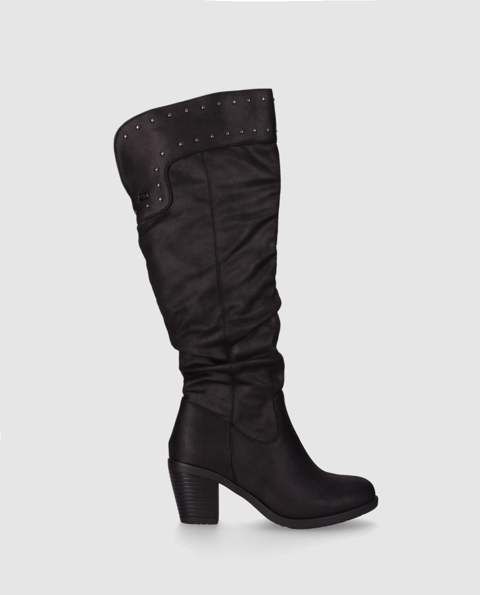 Imagem 0 de Botas Mosqueteiras com Design Clássico de Cano Alto e Fecho Zip Lateral