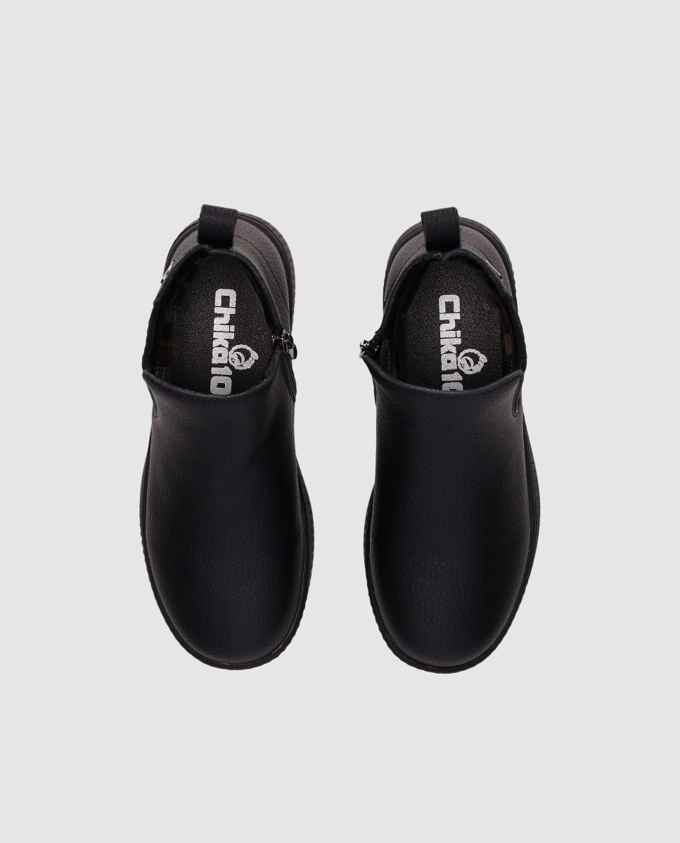 Botins Rasos em Croute com Elásticos na Lateral Chika10 Kids Preto-4
