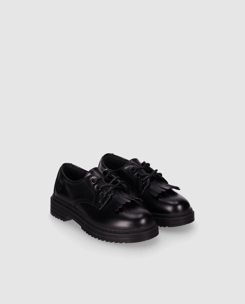 Sapatos Oxford com Atacadores e Costuras Visíveis Chika10 Preto-2
