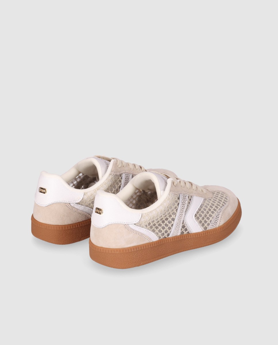 Sapatilhas Básicas com Fecho Acordoado e Sola de Borracha Bege / Branco-3