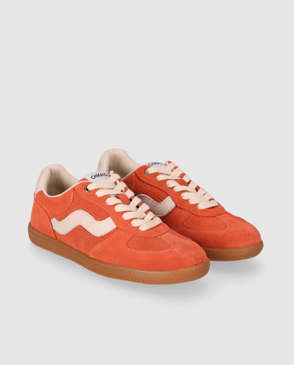 Sapatilhas Básicas Desportivas em Pele com Design Casual e Fecho com Atacadores Coral-2