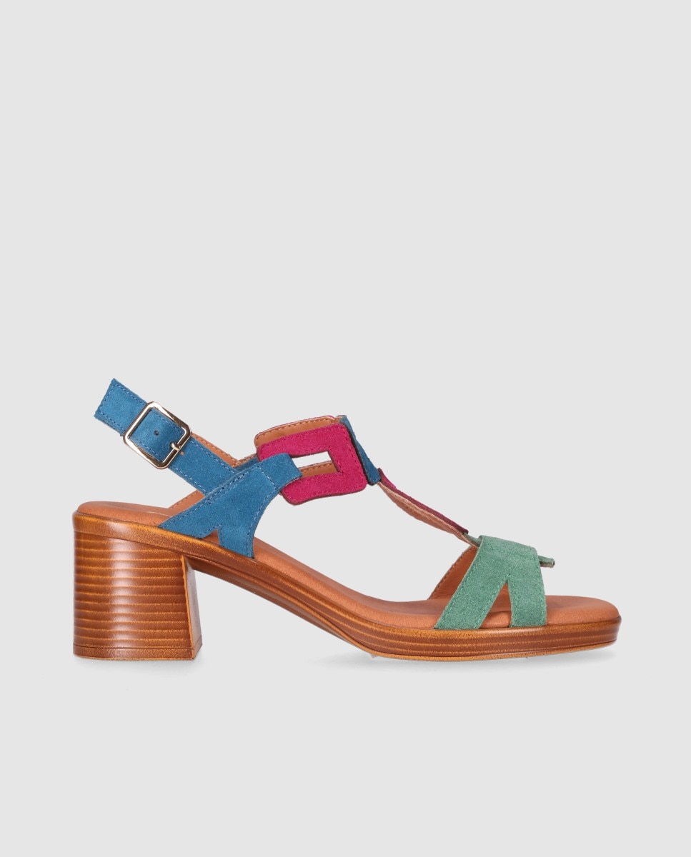 Imagem 0 de Sandálias de Salto em Pele com Design Geométrico e Fecho de Fivela