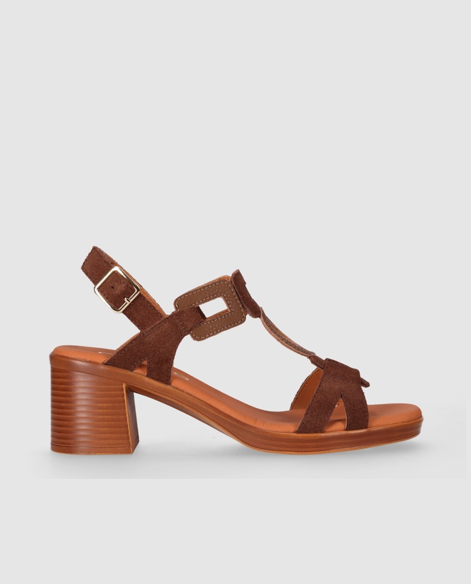 Imagem 0 de Sandálias de Salto em Pele com Design Geométrico e Fecho de Fivela