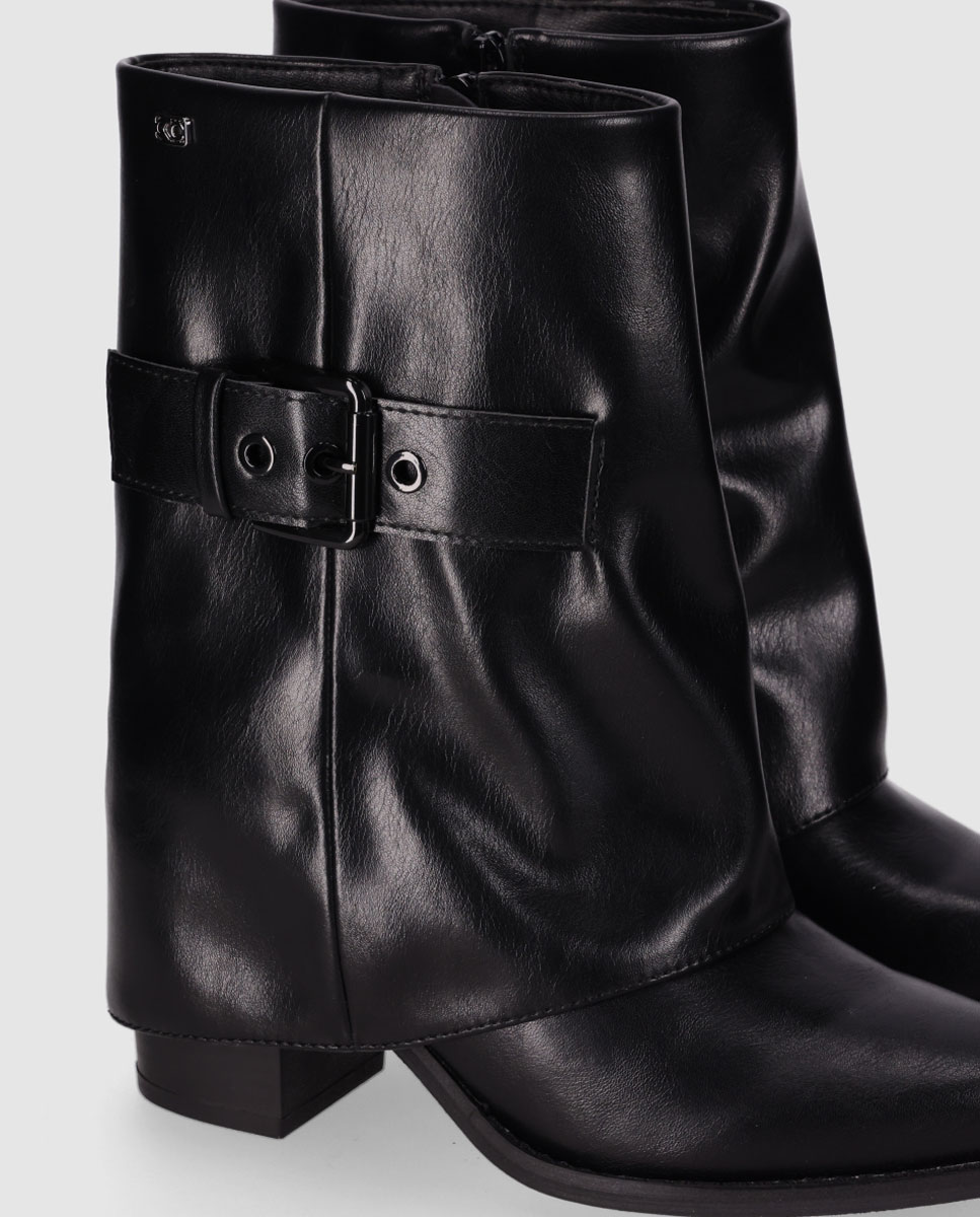 Botas Básicas de Silhueta Reta com Biqueira Afiada e Tacão Grosso Preto-5