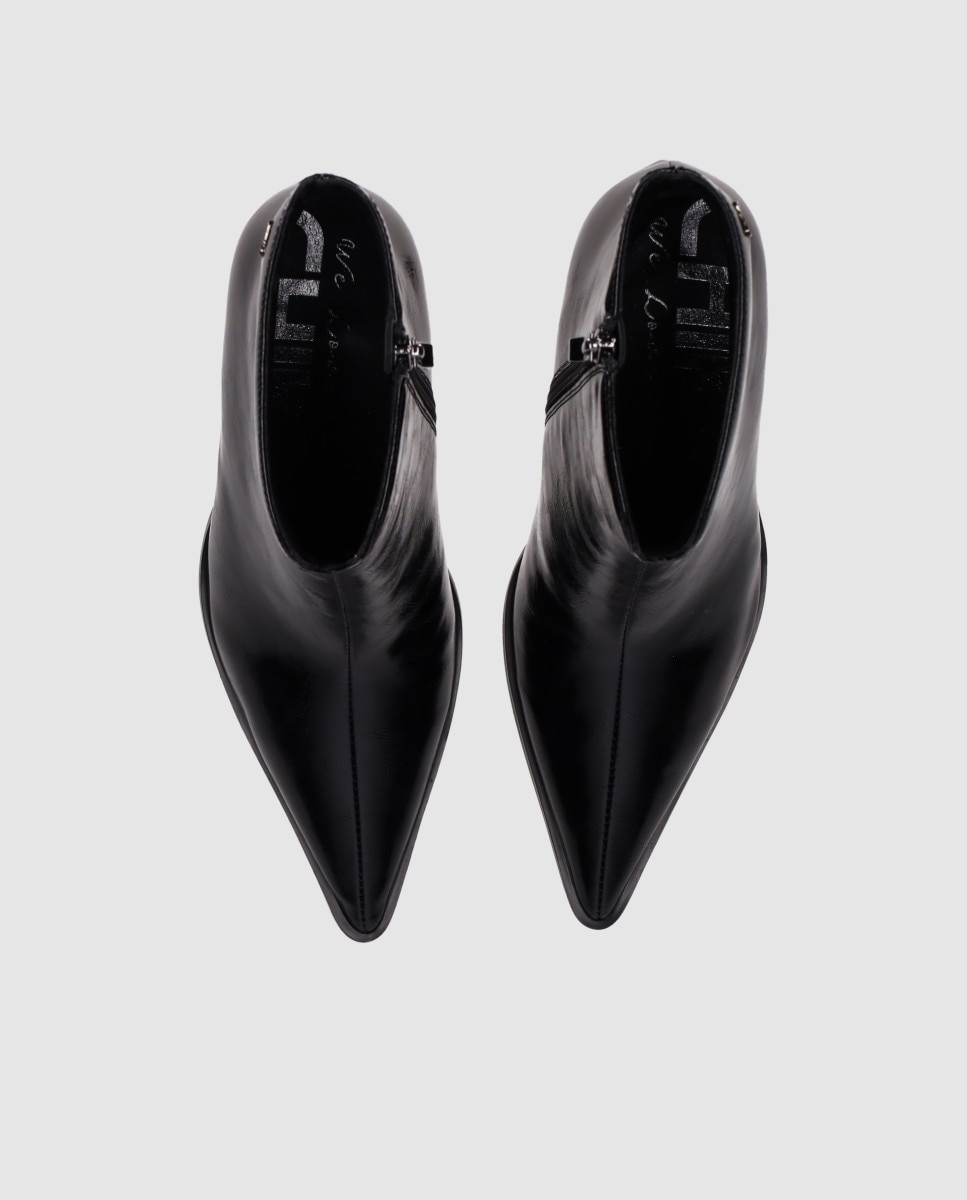 Botins Básicos com Design Elegante, Biqueira Afiada e Tacão Alto Fino Preto-4
