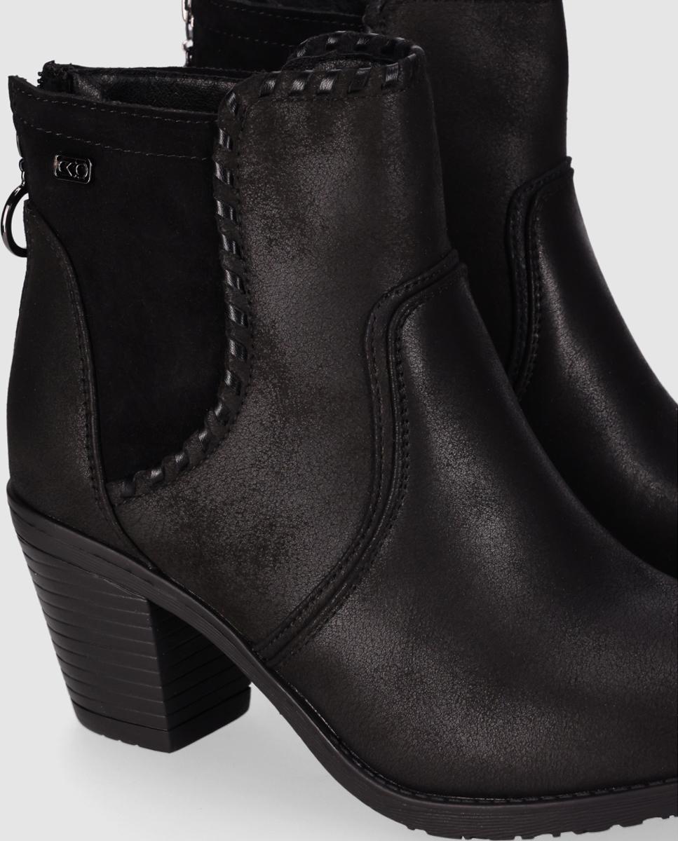 Botas Cowboy com Salto Largo e Design Envolvente Preto-4