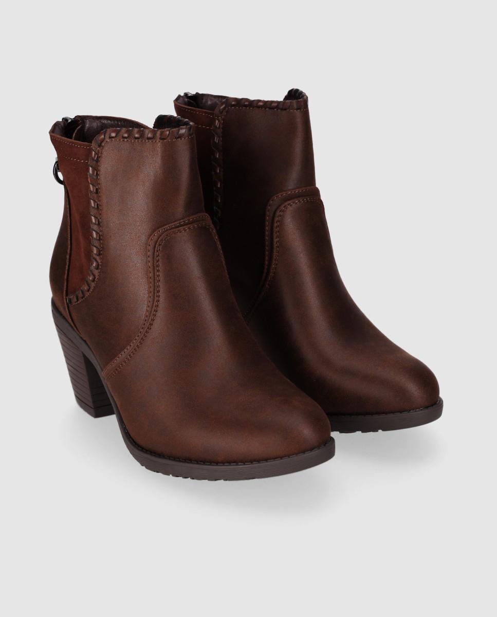 Botas Cowboy com Salto Largo e Design Envolvente Castanho-2