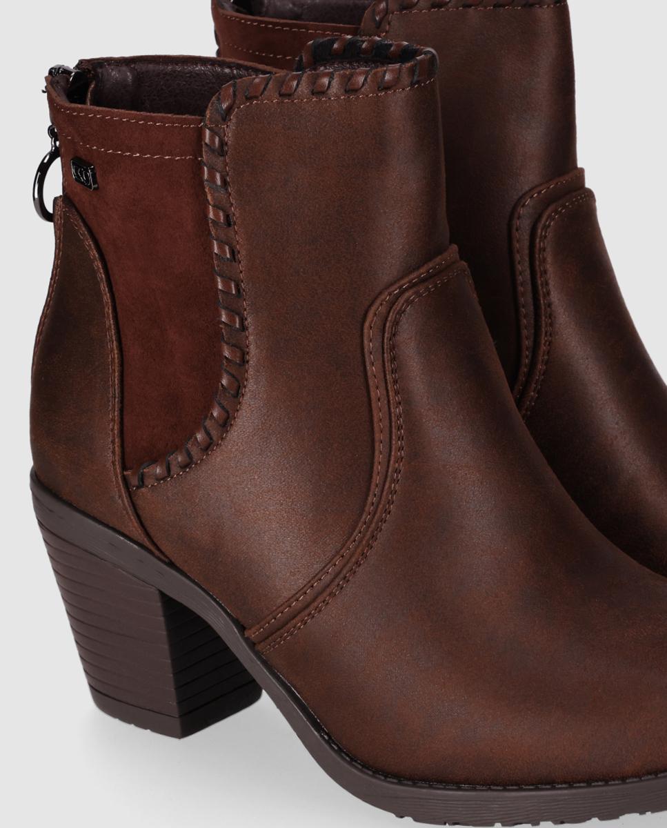 Botas Cowboy com Salto Largo e Design Envolvente Castanho-5