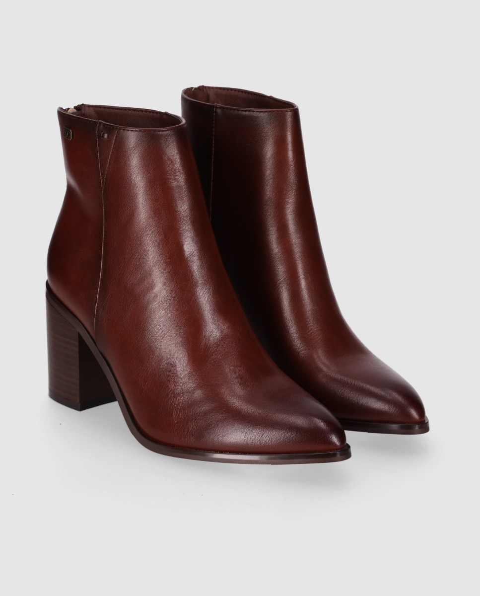 Botins Básicos com Salto Alto e Design Minimalista Elegante Castanho-2