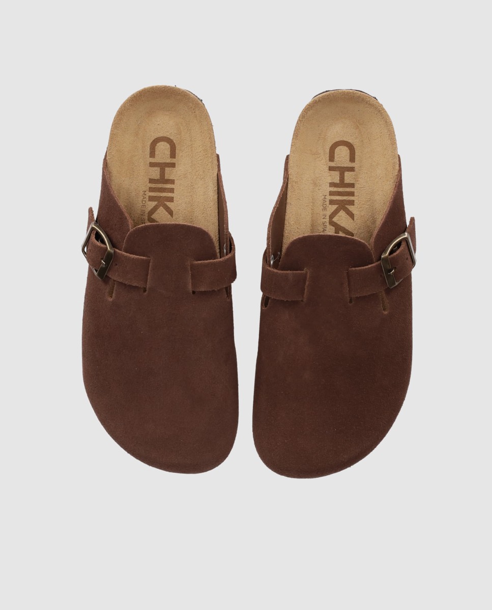 Socas em Pele com Design Fechado e Fivela Decorativa Castanho-4