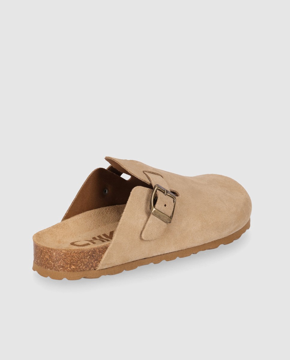 Socas em Pele com Fivela Decorativa Bege-3