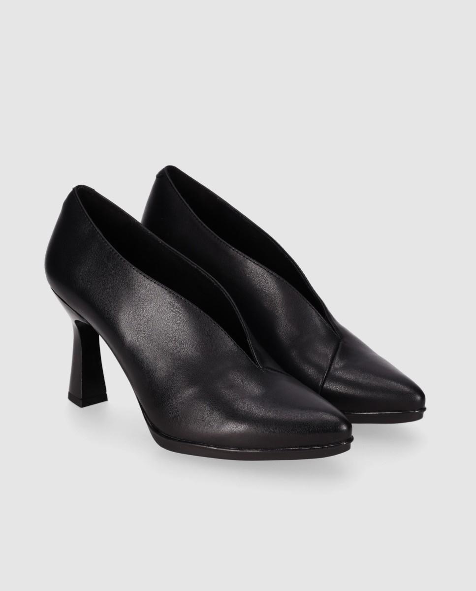 Sapatos de Salto Fechados em Pele de Salto Alto Preto-2
