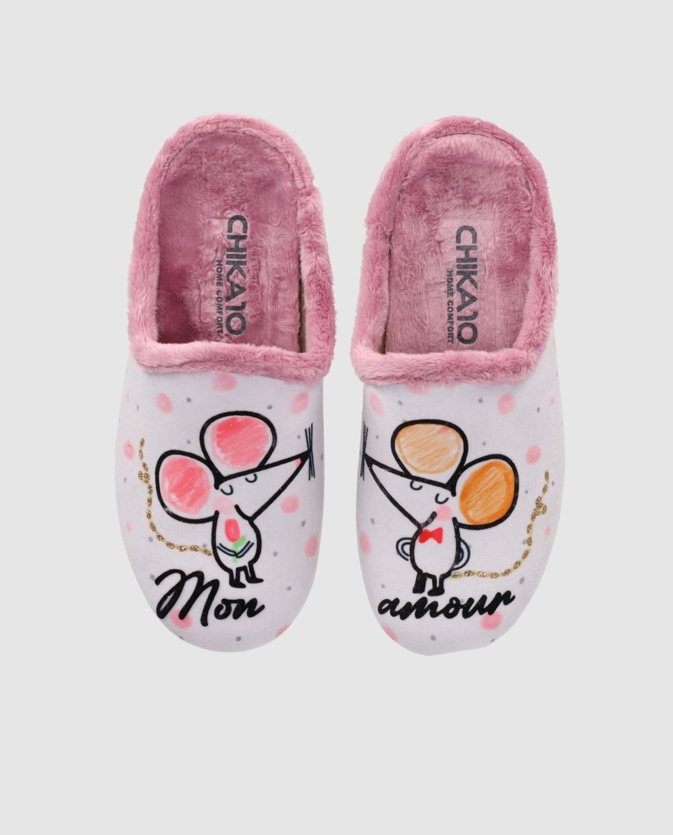 Pantufas com Exterior Suave e Sola Leve Rosa-4