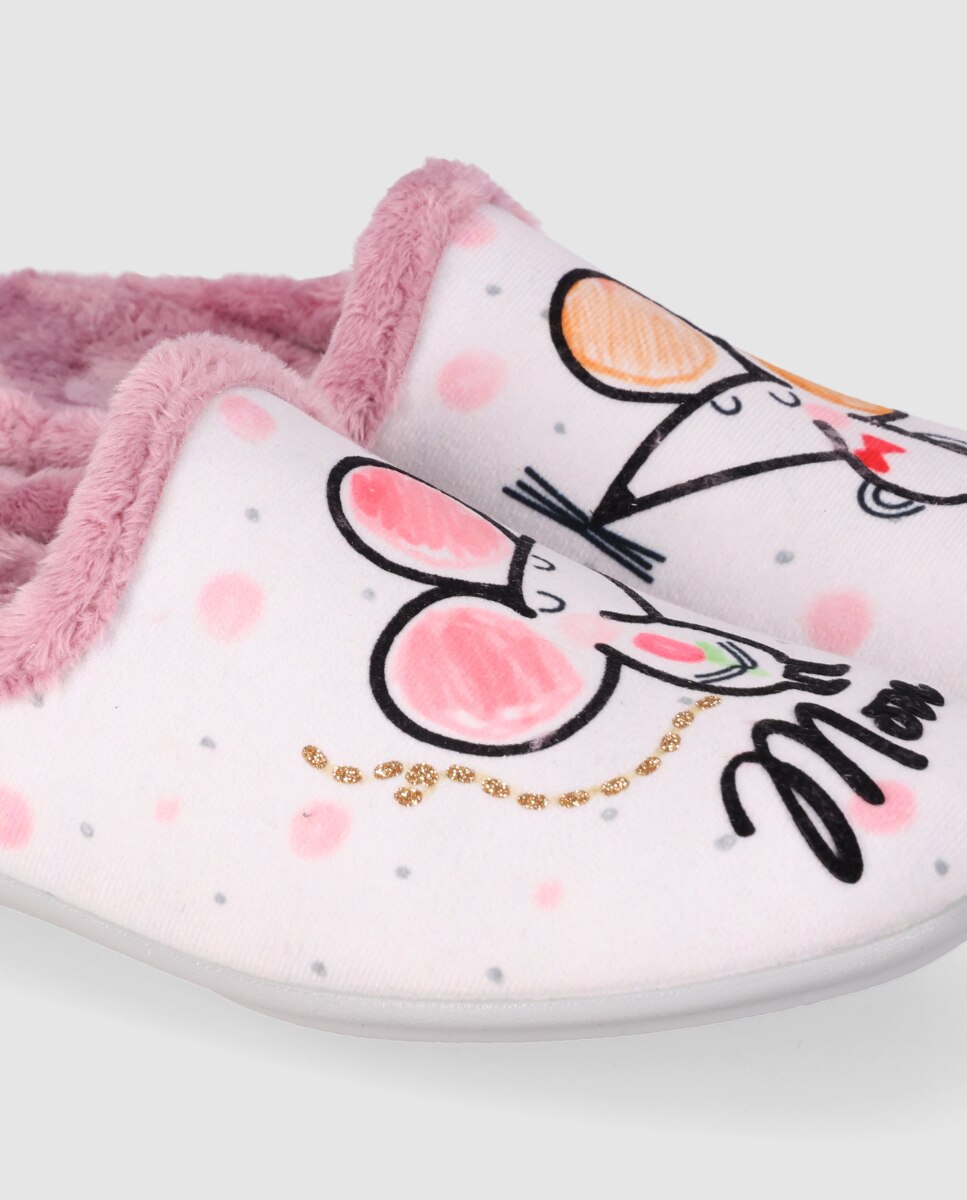 Pantufas com Exterior Suave e Sola Leve Rosa-5