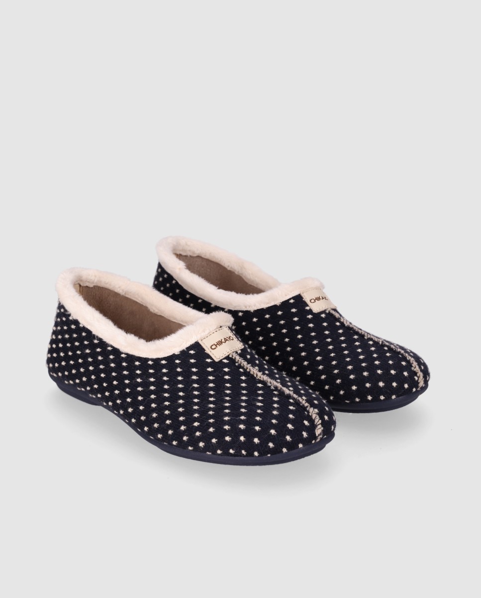 Pantufas com Sola Leve e Biqueira Redonda Azul-marinho-2