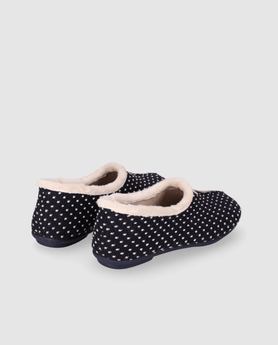 Pantufas com Sola Leve e Biqueira Redonda Azul-marinho-3