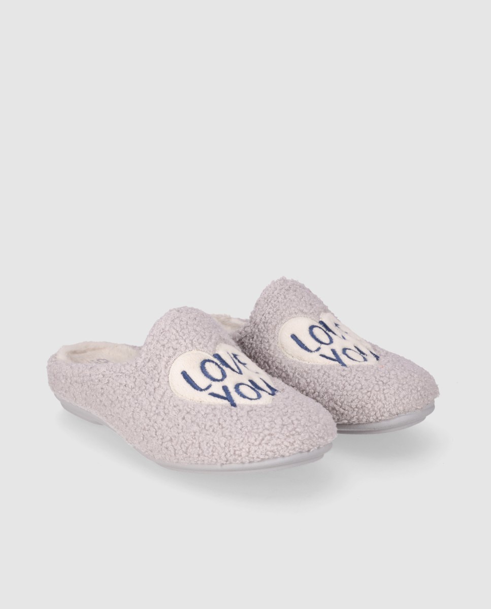 Pantufas com Estilo Cozy e Biqueira Redonda Cinzento-2