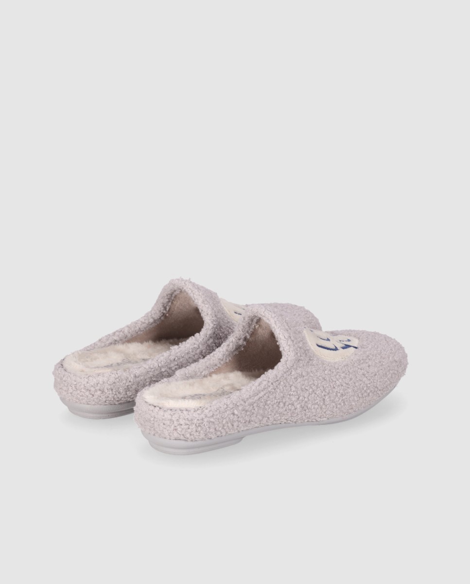Pantufas com Estilo Cozy e Biqueira Redonda Cinzento-3