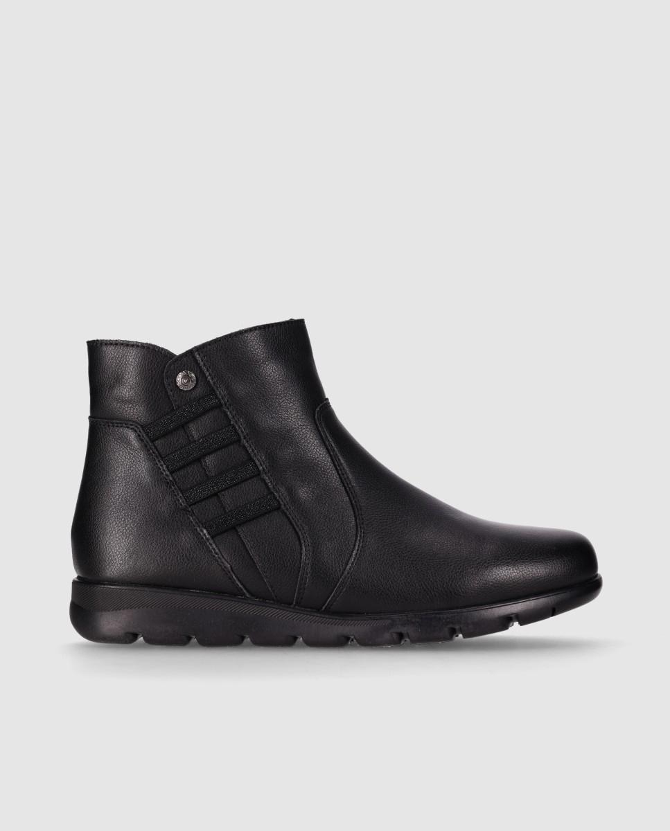 Imagem 0 de Botins Básicos Casual de Pele com Elástico, Fecho Zip e Sola Flexível