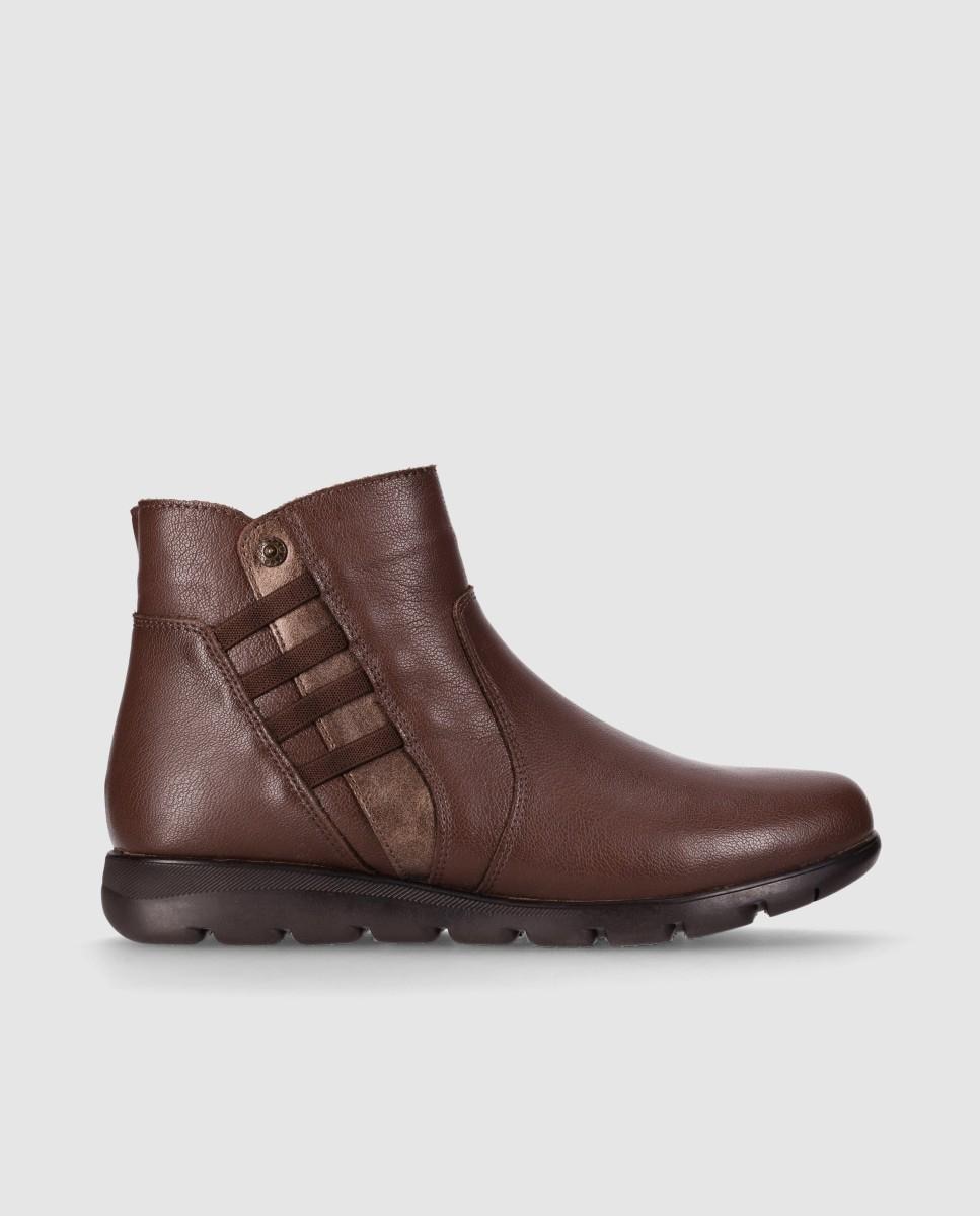Imagem 0 de Botins Básicos Casual de Pele com Elástico, Fecho Zip e Sola Flexível