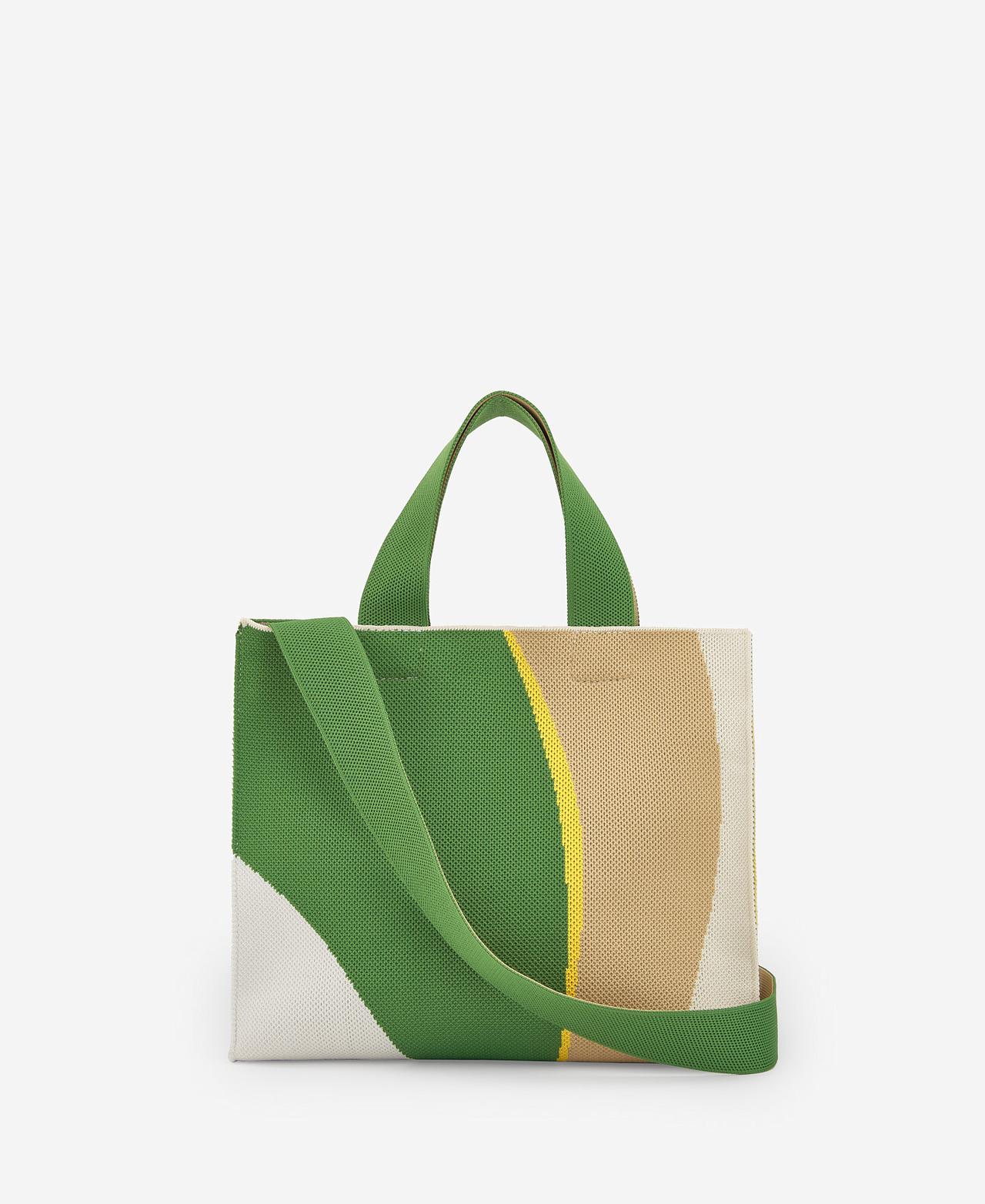 Mala de Tiracolo Multiposições de Malha - Verde e Cru Verde-2