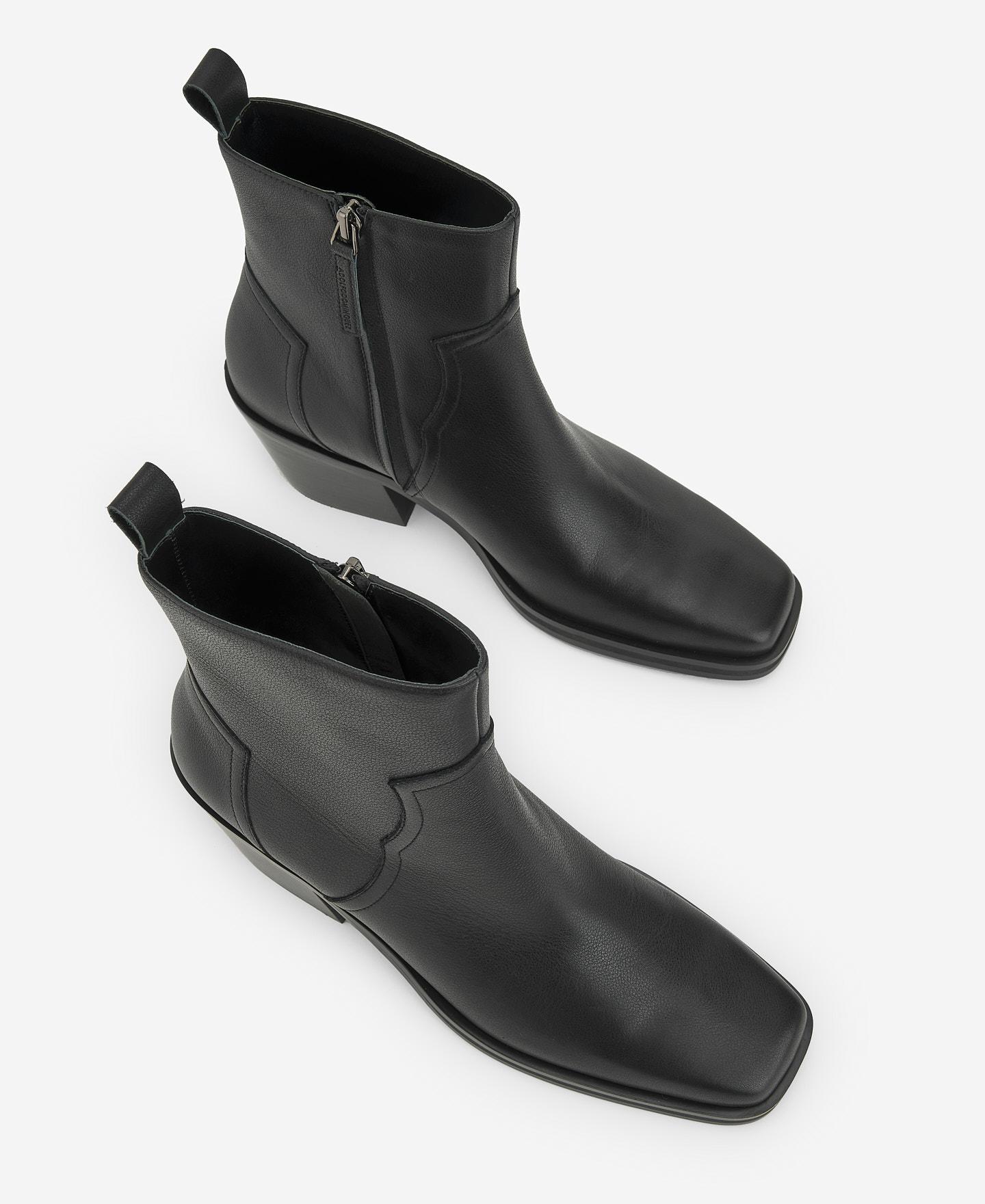 Botins 100% Pele Tipo Cowboy Preto-2