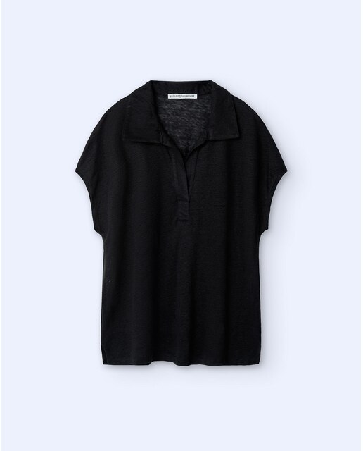 Polo 100% Linho com Decote em V