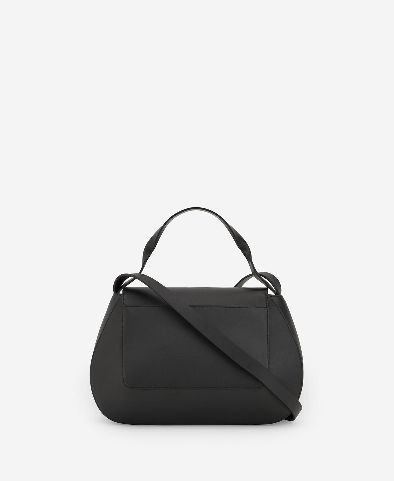 Mala de Tiracolo de Pele Estilo Citybag Preto-2