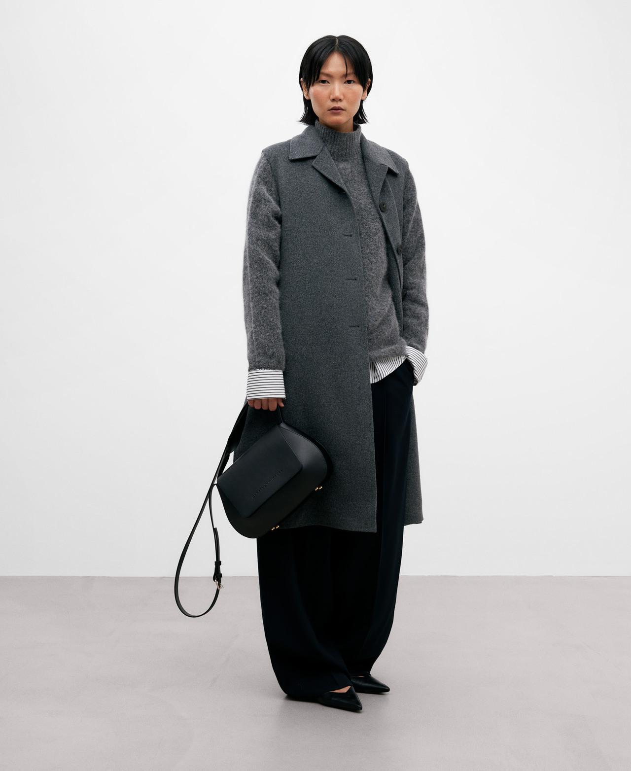 Mala de Tiracolo de Pele Estilo Citybag Preto-5