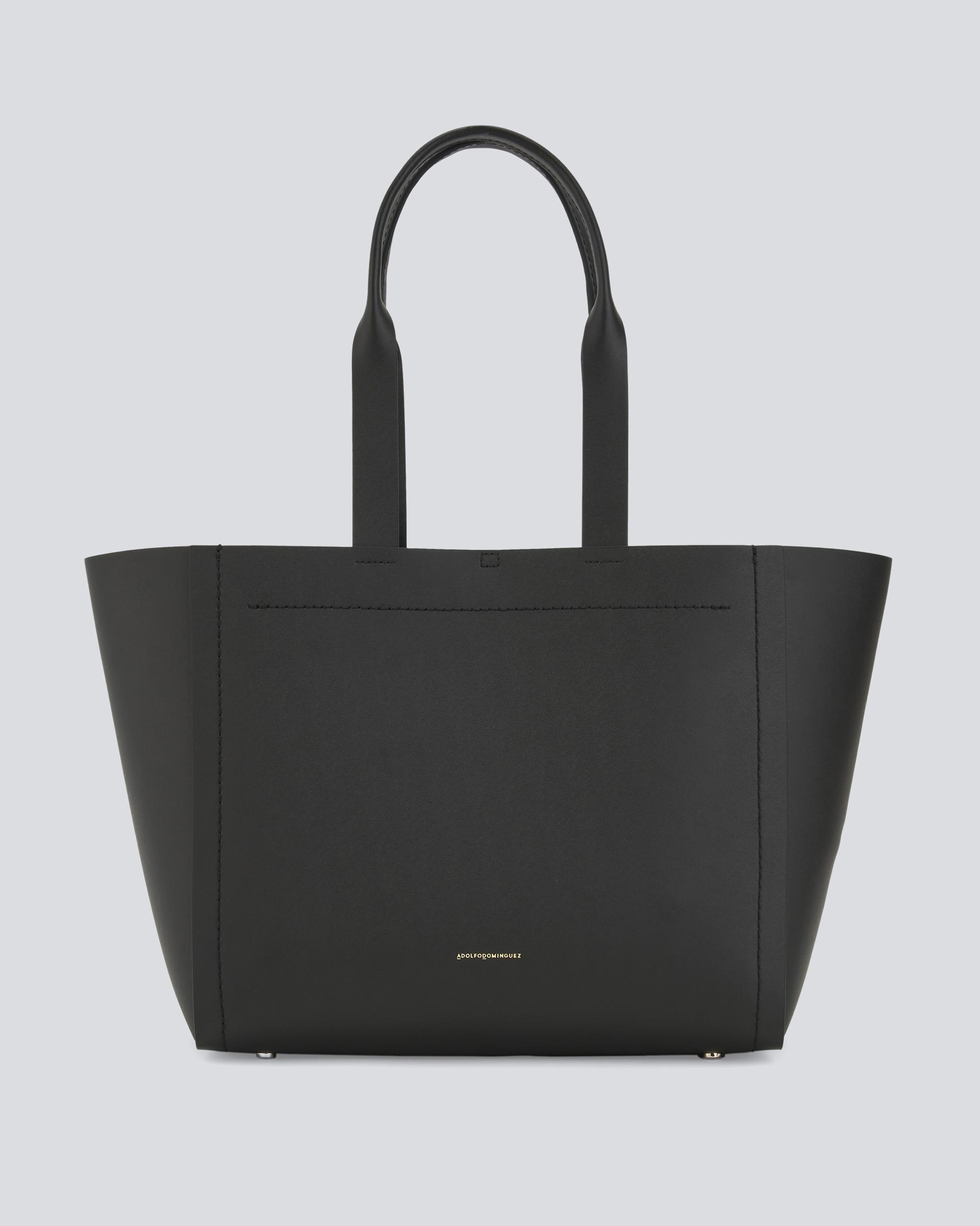 Mala de Ombro Adolfo Domínguez Tipo Shopper em Pele 100% - Preto Preto-1