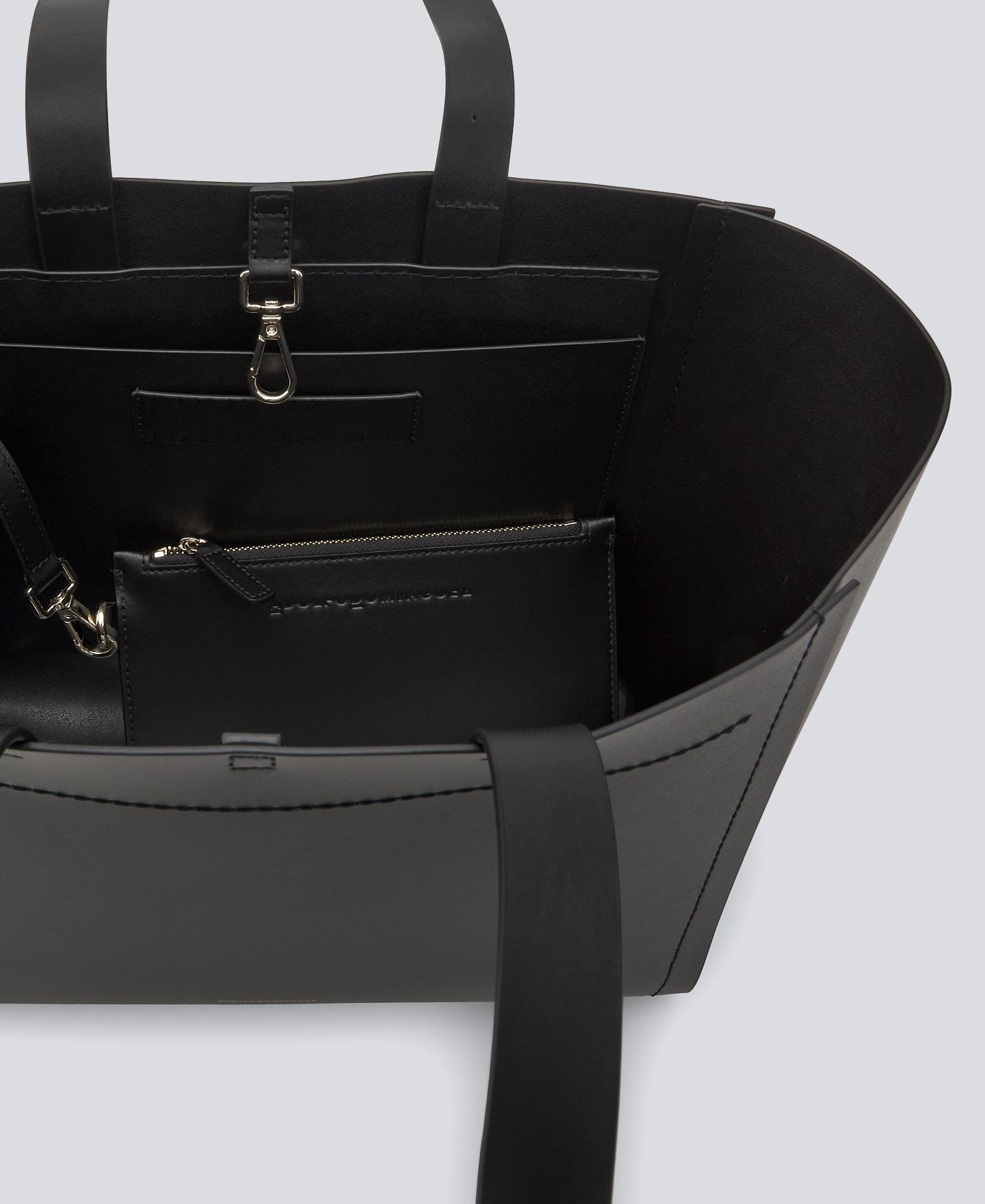 Mala de Ombro Adolfo Domínguez Tipo Shopper em Pele 100% - Preto Preto-3