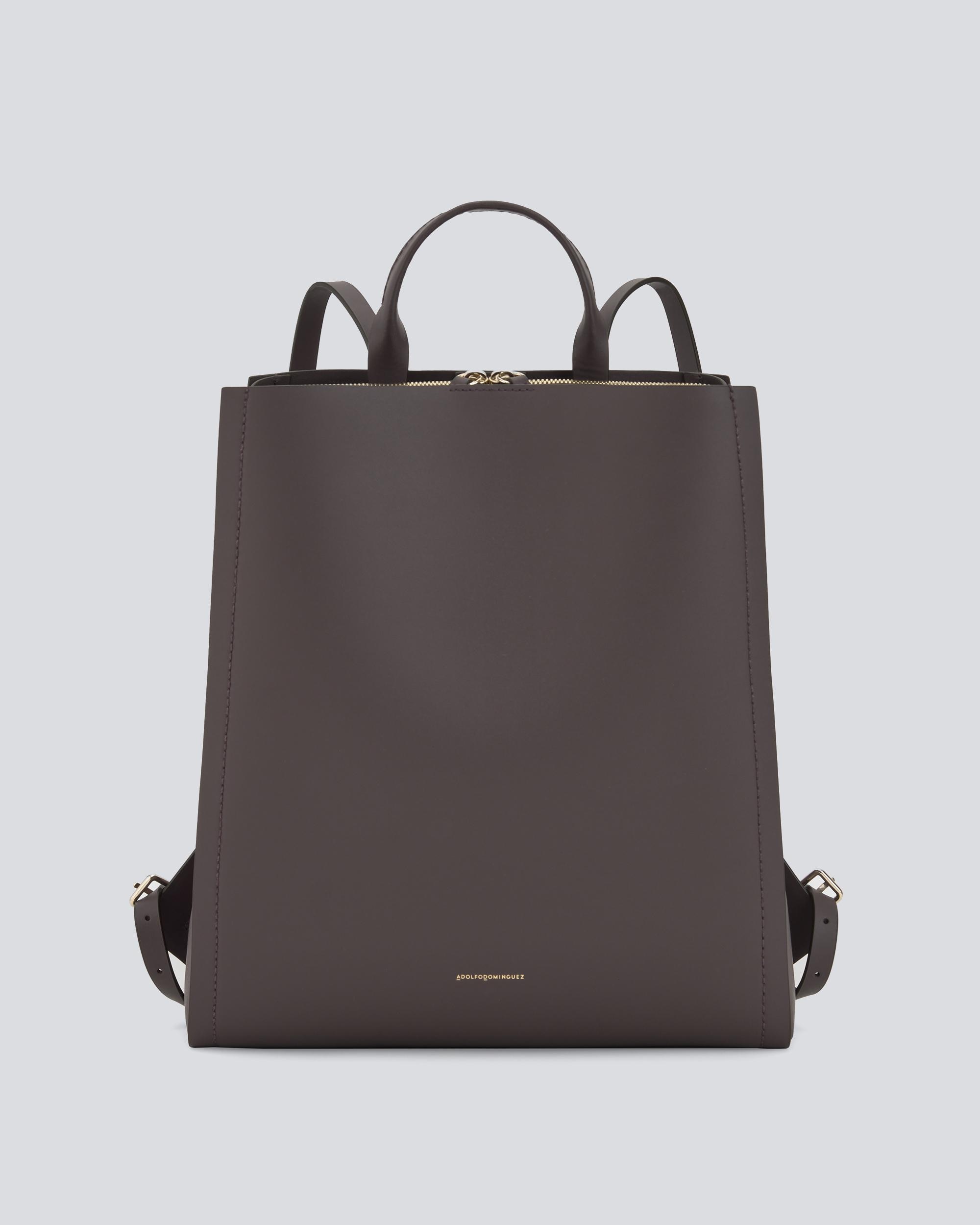 Mochila Adolfo Domínguez em Pele 100% - Taupe Taupe-1