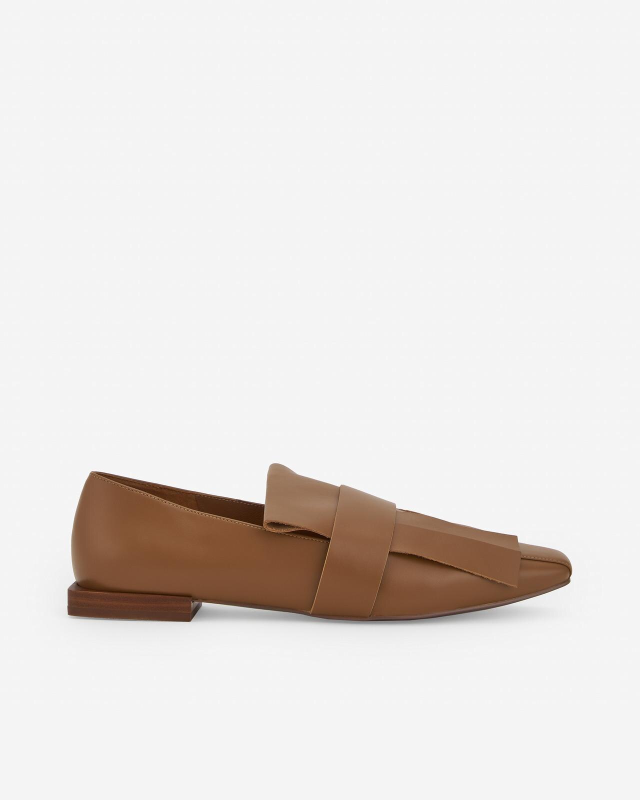 Mocassins Maxi Franja em Pele 100% - Castanho Castanho-1