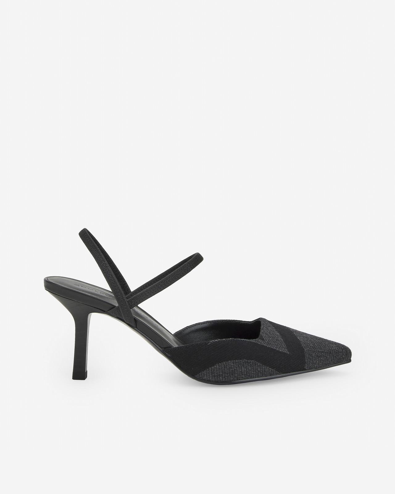 Sapatos de Salto com o Calcanhar Aberto - Preto Preto-1