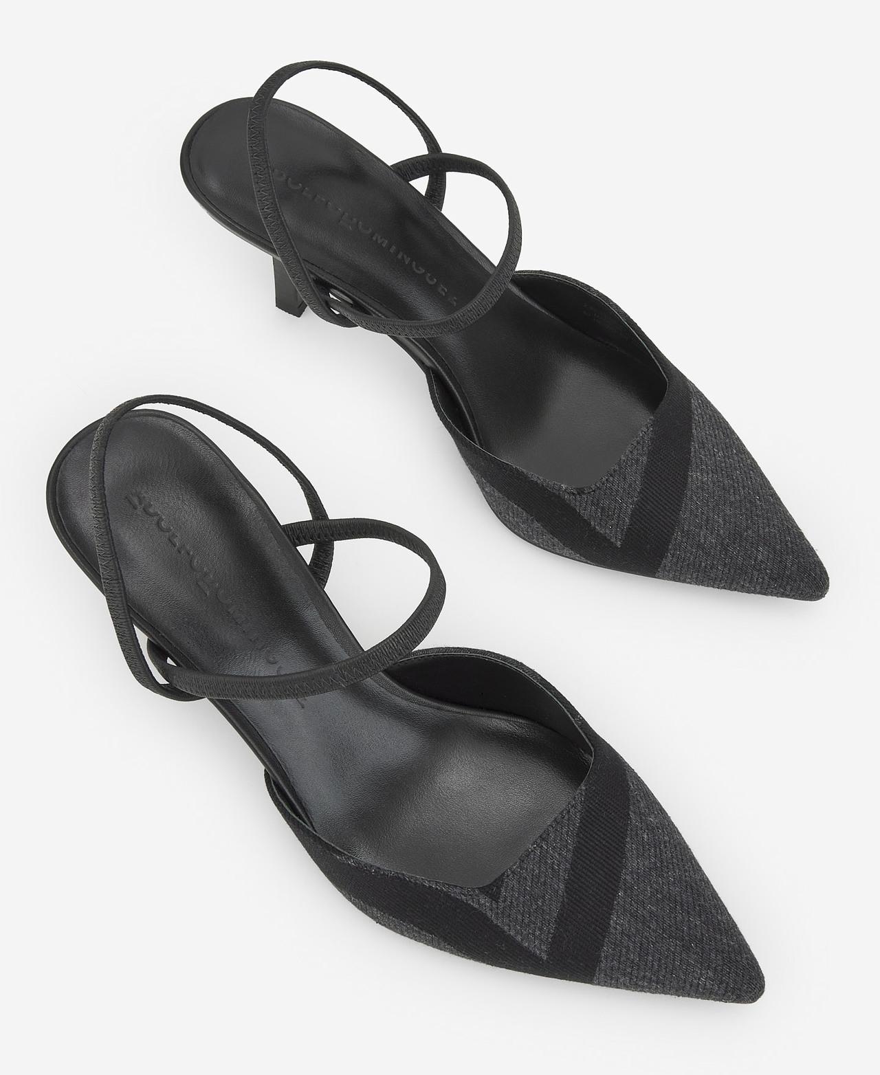 Sapatos de Salto com o Calcanhar Aberto - Preto Preto-2