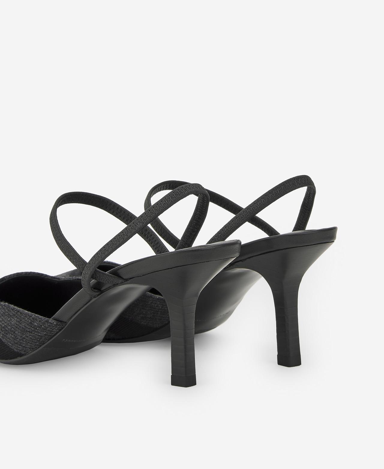 Sapatos de Salto com o Calcanhar Aberto - Preto Preto-3