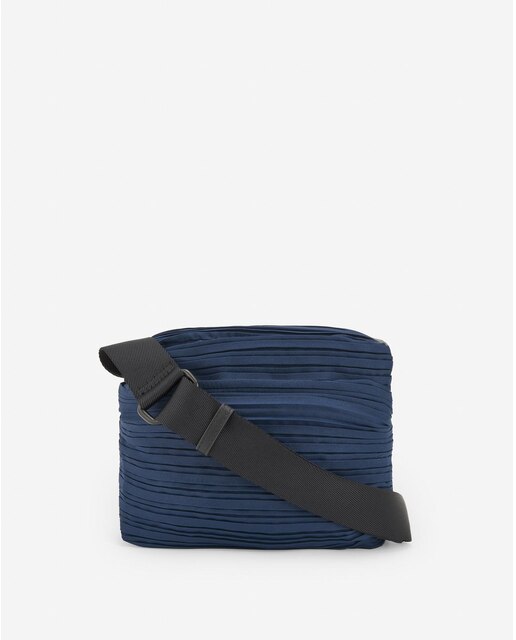 Mala de Tiracolo Média em Crinkle Reciclado - Azul-marinho